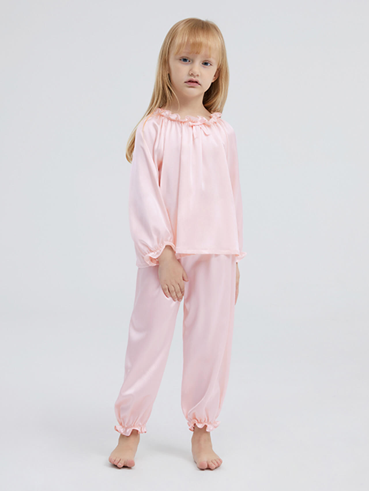 19 Momme Girls Pullover Long Silk Pajama Sets